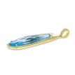 14K Yellow Gold Elongated Pear Blue Topaz and Diamond Semi Precious Fashion Pend