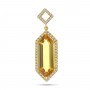 14K Yellow Gold Hexagon Citrine and Diamond Semi Precious Pendant