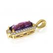 14K Yellow Gold Oval Amethyst and Diamonds Semi Precious Pendant