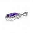 14K White Gold Long Pear Amethyst and Diamond Semi Precious Pendant