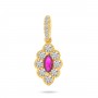 14K Yellow Gold Marquise Ruby and Diamonds Precious Beaded Pendant