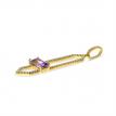 14K Yellow Gold Emerald Cut Amethyst North South Diamond Fashion Pendant