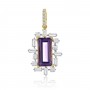 14K Yellow Gold Emerald Cut Amethyst with Princess and Baguette Diamond Halo Sem