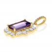 14K Yellow Gold Emerald Cut Amethyst with Princess and Baguette Diamond Halo Sem