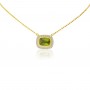 14K Yellow Gold Cushion Peridot with Diamonds Semi Precious Necklace