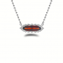 14K White Gold East 2 West Oval Garnet and Diamond Semi Precious Necklace