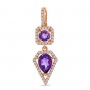 14K Rose Gold Oval and Pear Shape Amethyst Two Piece Semi Precious and Diamond Pendant