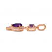 14K Rose Gold Oval and Pear Shape Amethyst Two Piece Semi Precious and Diamond Pendant