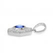 14K White Gold genuine Sapphire and Diamond Precious Hexagon Pendant