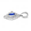 14K White Gold Precious Oval Sapphire and Diamond Art Deco Pendant