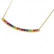 14K Yellow Gold Genuine Rainbow Sapphire Bar 18 inch Necklace