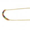 14K Yellow Gold Genuine Rainbow Sapphire Bar 18 inch Necklace