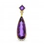 14K Yellow Gold Pear Amethyst and Diamond Semi Precious Dangle Pendant