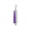 14K White Gold Fancy Cut Amethyst and Diamond Semi Precious Pendant