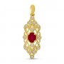 14K Yellow Gold Oval Ruby and Diamond Precious Pendant