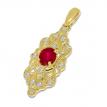 14K Yellow Gold Oval Ruby and Diamond Precious Pendant