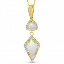 14K Yellow Gold Fancy Cut White Topaz & Diamond Drop Pendant