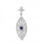 14K White Gold Precious Sapphire and Diamond Marquis Shape Pendant