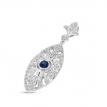 14K White Gold Precious Sapphire and Diamond Marquis Shape Pendant