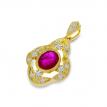 14K Yellow Gold Oval Ruby and Diamond Precious Pendant