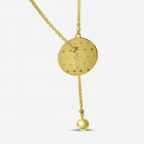 14K Yellow Gold Adjustable Rainbow Sapphire Disc Necklace