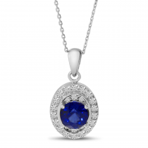 14K White Gold Diamond Round Halo Precious Pendant 