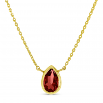 14K Yellow Gold Pear Garnet Birthstone Necklace