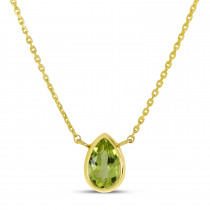 14K Yellow Gold Pear Peridot Birthstone Necklace