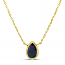 14K Yellow Gold Pear Sapphire Birthstone Necklace