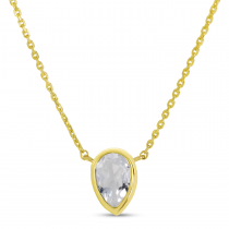 14K Yellow Gold Pear White Topaz Birthstone Necklace