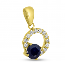 14K Yellow Gold Sapphire Circle Pendant