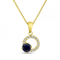 14K Yellow Gold Sapphire Circle Pendant