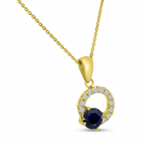 14K Yellow Gold Sapphire Circle Pendant