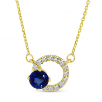 14K Yellow Gold Sapphire Circle Necklace