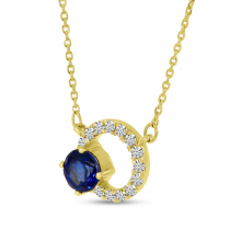 14K Yellow Gold Sapphire Circle Necklace