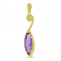 14K Yellow Gold Semi Marquise Swirl Pendant