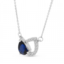 14K White Gold Pear Sapphire & Diamond Shadow Necklace