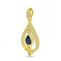 14K Yellow Gold Sapphire Pear Teardrop Pendant