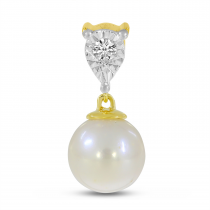 14K Yellow Gold Illusion Diamond & Pearl Drop Pendant
