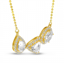 14K Yellow Gold White Topaz Fancy Shapes Necklace