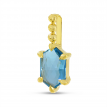 14K Yellow Gold Hexagon Blue Topaz Beaded Pendant