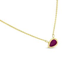 14K Yellow Gold Pear Ruby East to West Birthstone Necklace