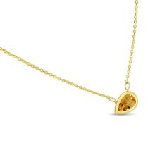 14K Yellow Gold Pear Citrine East to West Birthstone Necklace
