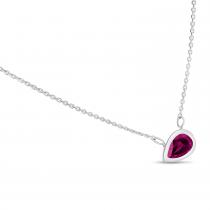 14K White Gold Pear Rhodalite Garnet East to West Birthstone Necklace