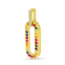 14K Yellow Gold Rainbow Sapphire & Diamond Link Pendant