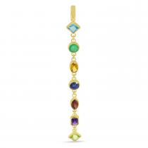 14K Yellow Gold Long Fancy Multi-Shape Semi-Precious Pendant