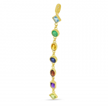 14K Yellow Gold Long Fancy Multi-Shape Semi-Precious Pendant