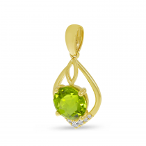 14K Yellow Gold Round Peridot Shape Pendant