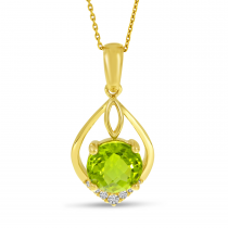 14K Yellow Gold Round Peridot Shape Pendant