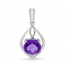 14K White Gold Round Amethyst Shape Pendant